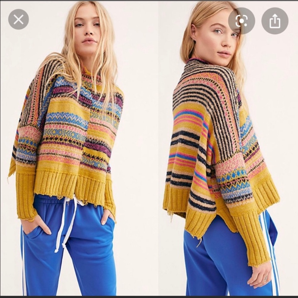 Free People All the Pattern Ribbed Cropped Sweater
